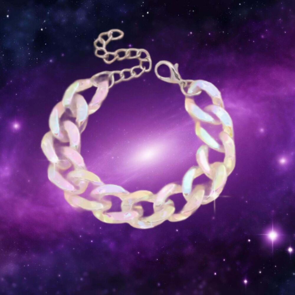 Shiny Iridescent Acrylic Large Link Bracelet